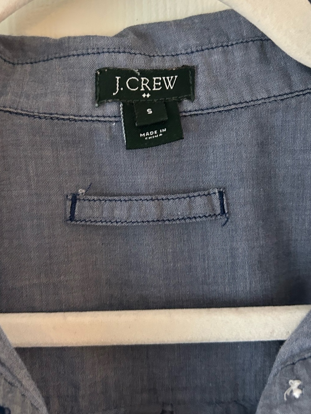 J.Crew Blue Chambray Tunic Shirt Button Front Long Sleeve - Women's Size Small - Picture 5 of 11